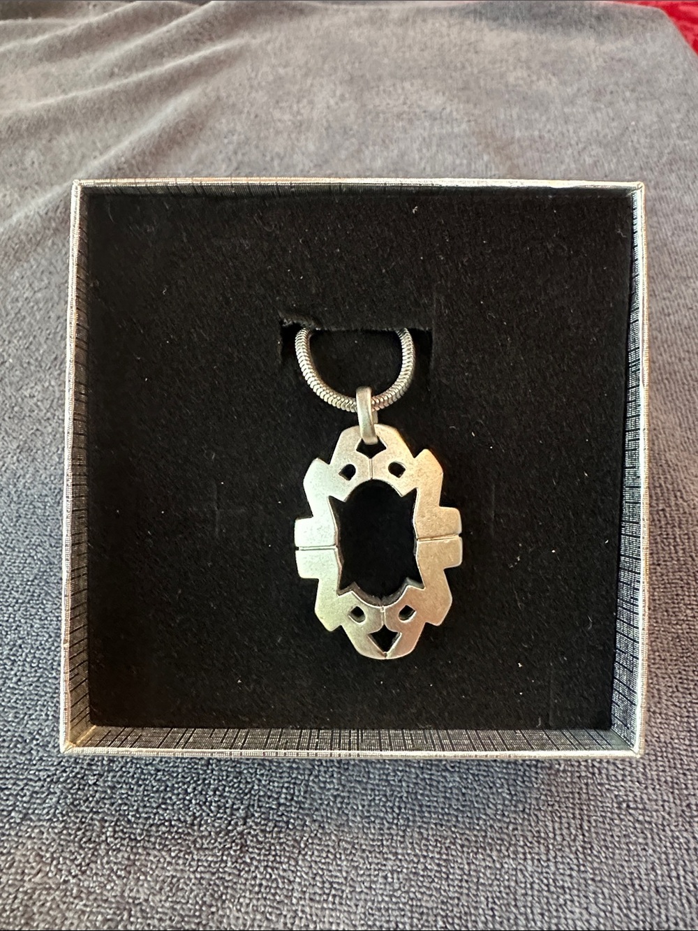 Nina Ricci Brushed Silver Art Deco Necklace
